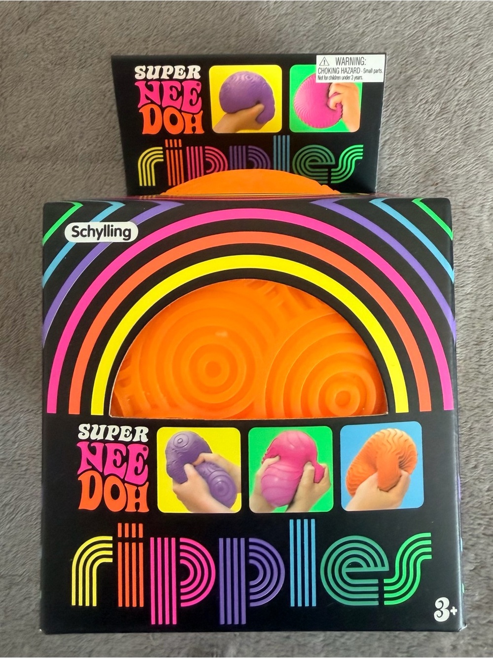 Schylling - NeeDoh - Super Ripple Ball - Orange - Squishy - Sealed & Brand New